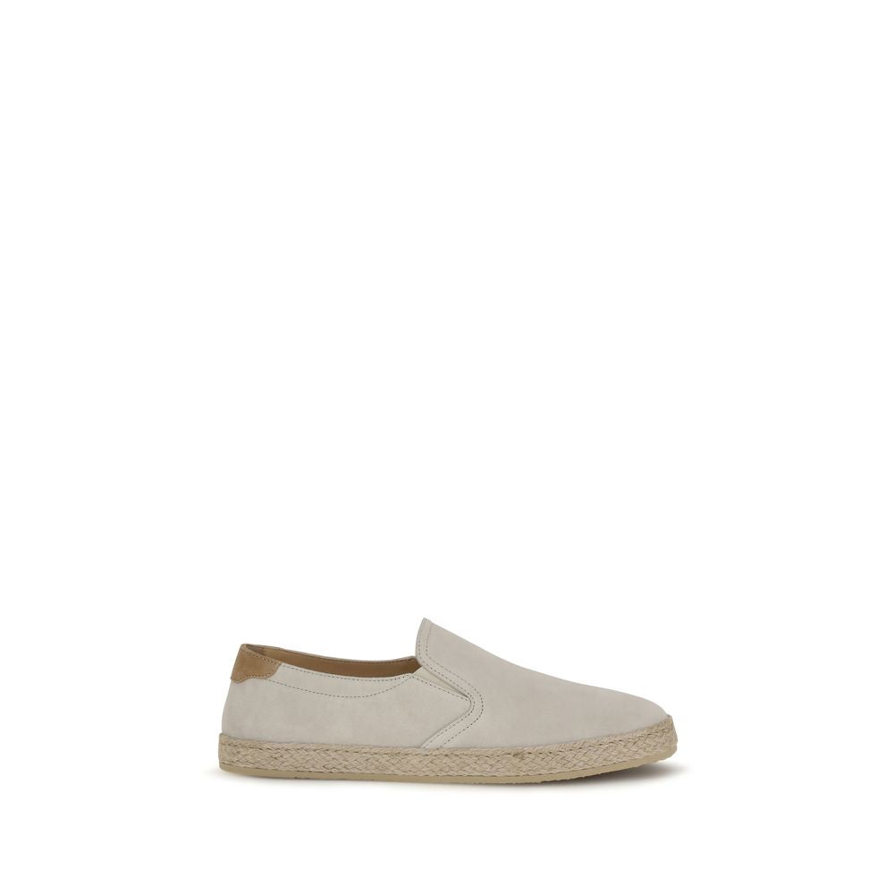 Brunello Cucinelli Cool Beige Suede Leather Espadrilles