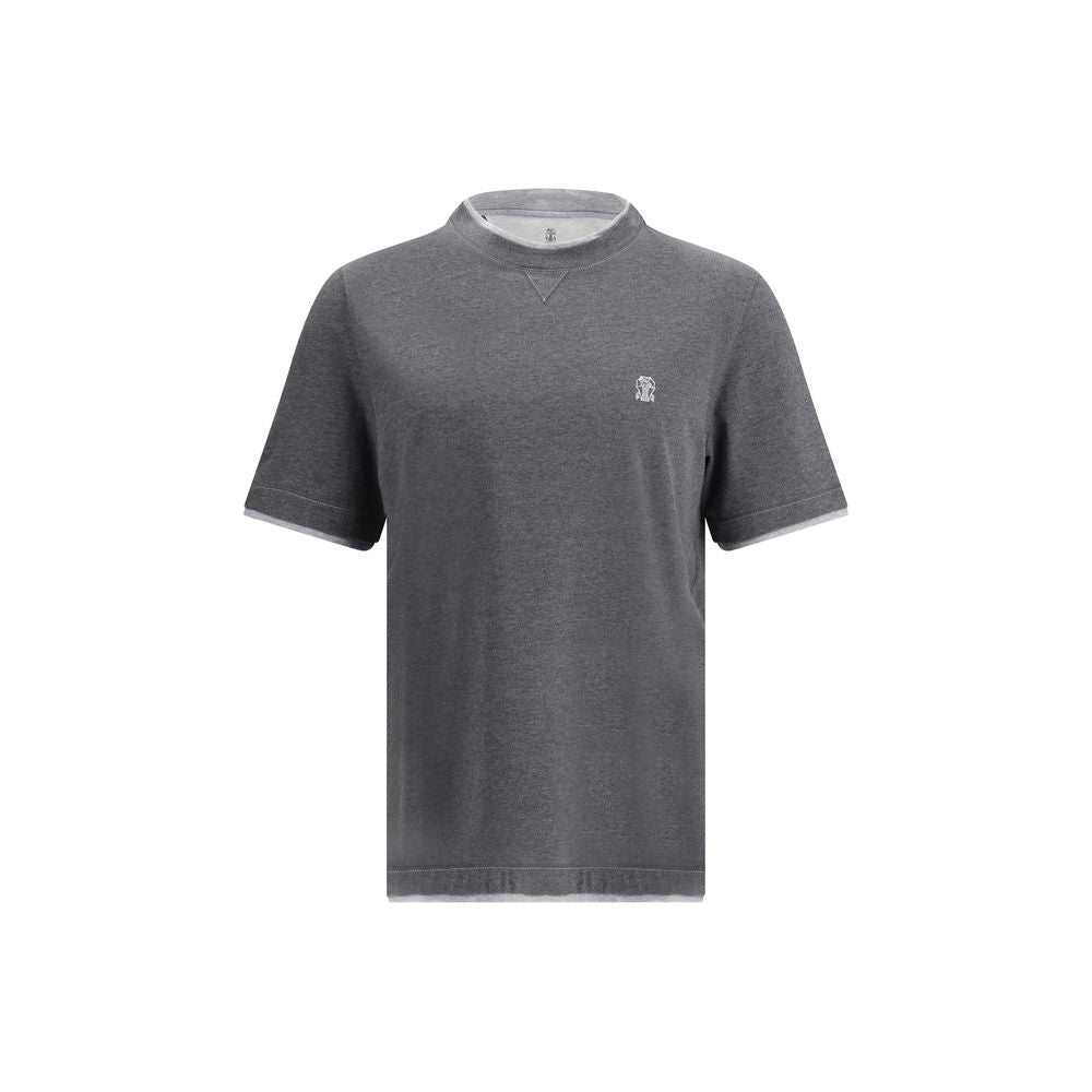 Brunello Cucinelli Gray/Grey Cotton T-Shirt