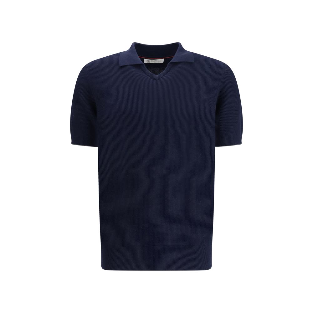 Brunello Cucinelli Deep Blue Knit Polo Shirt