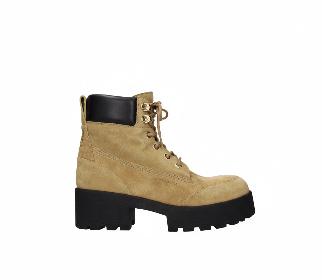 Givenchy Trekker Leather Heeled Ankle Boots - Beige