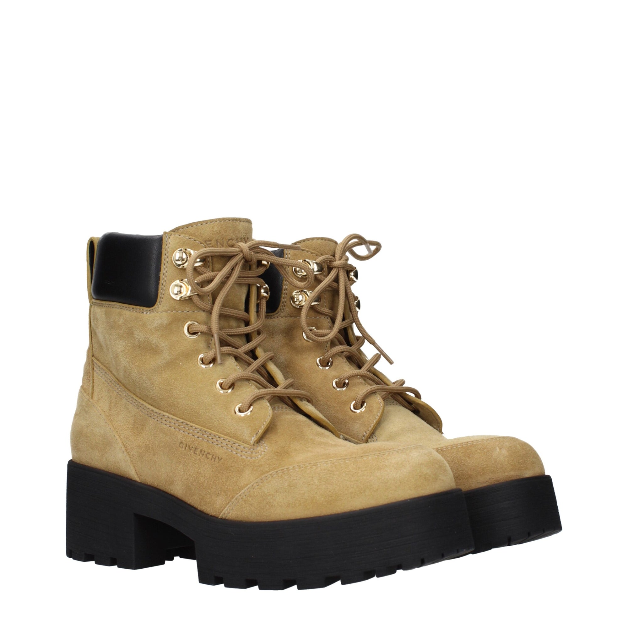 Givenchy Trekker Leather Heeled Ankle Boots - Beige