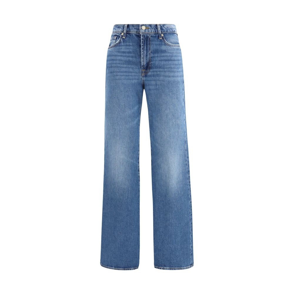 7FOR Light Wash Retro Flare Straight-Leg Jeans