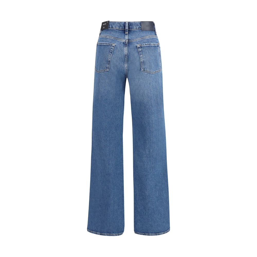 7FOR Light Wash Retro Flare Straight-Leg Jeans