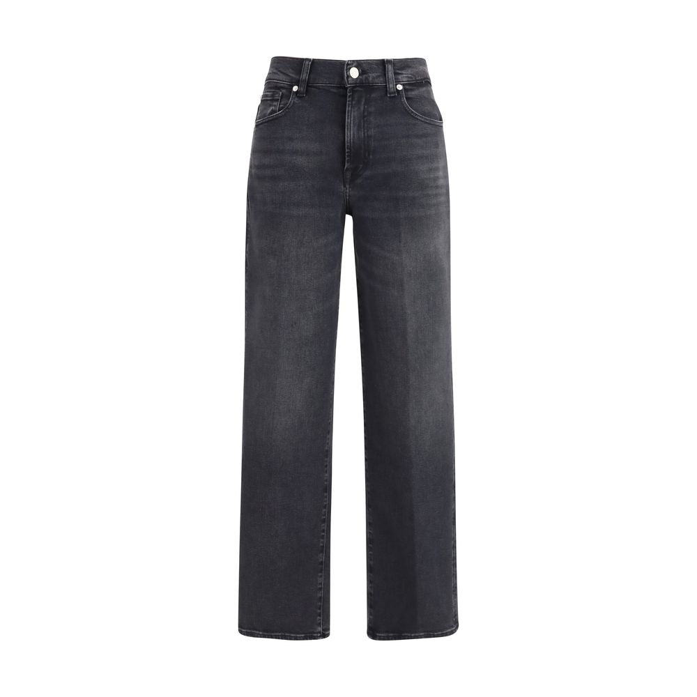 7FOR Stovepipe Straight-Leg Jeans - Black