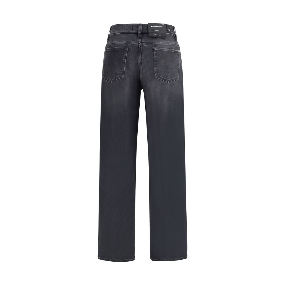 7FOR Stovepipe Straight-Leg Jeans - Black