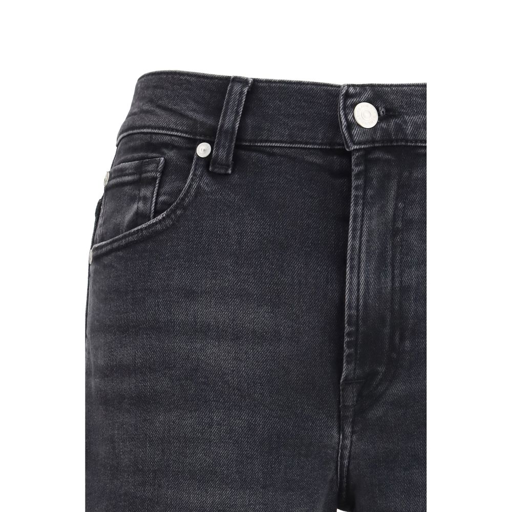 7FOR Stovepipe Straight-Leg Jeans - Black