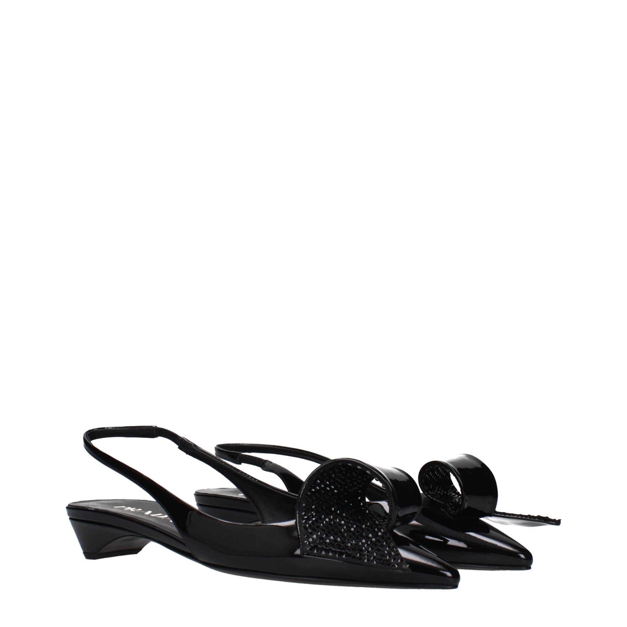 Prada Embellished Knot Black Leather Pumps