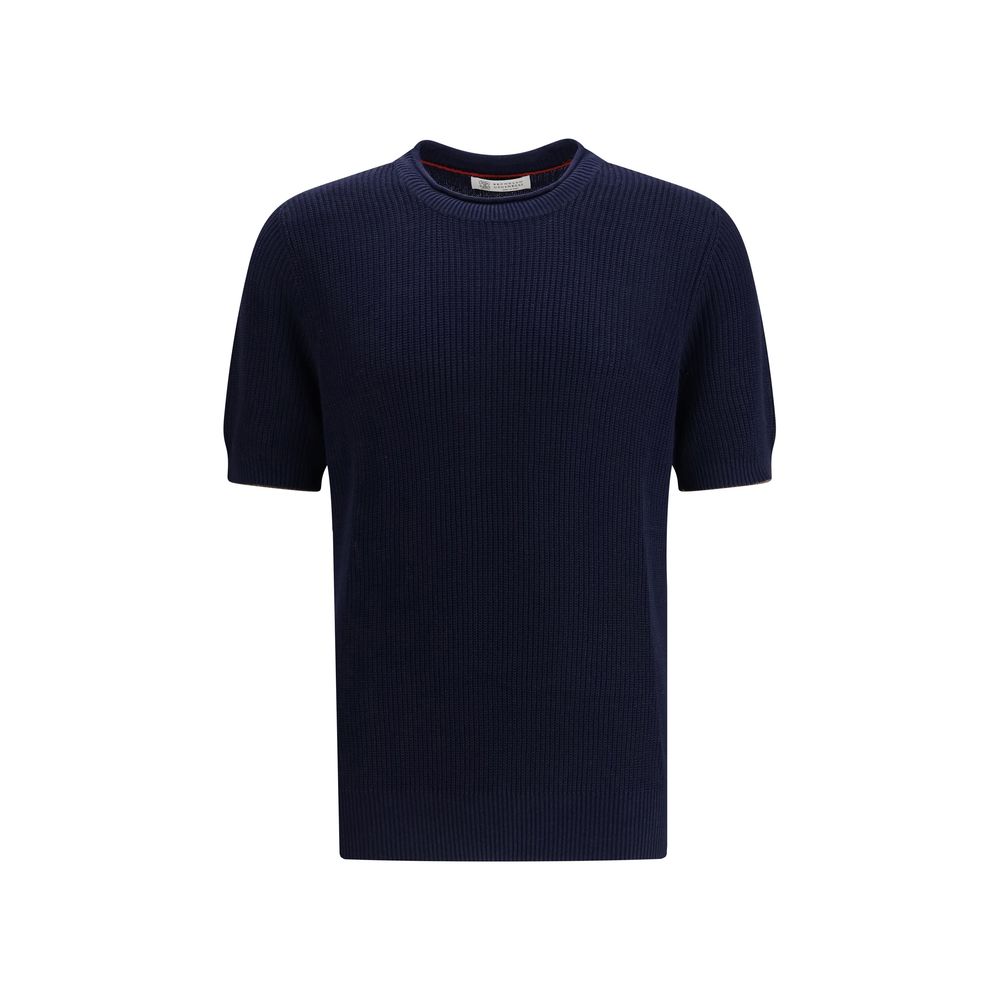 Brunello Cucinelli Deep Blue Linen Knit Top