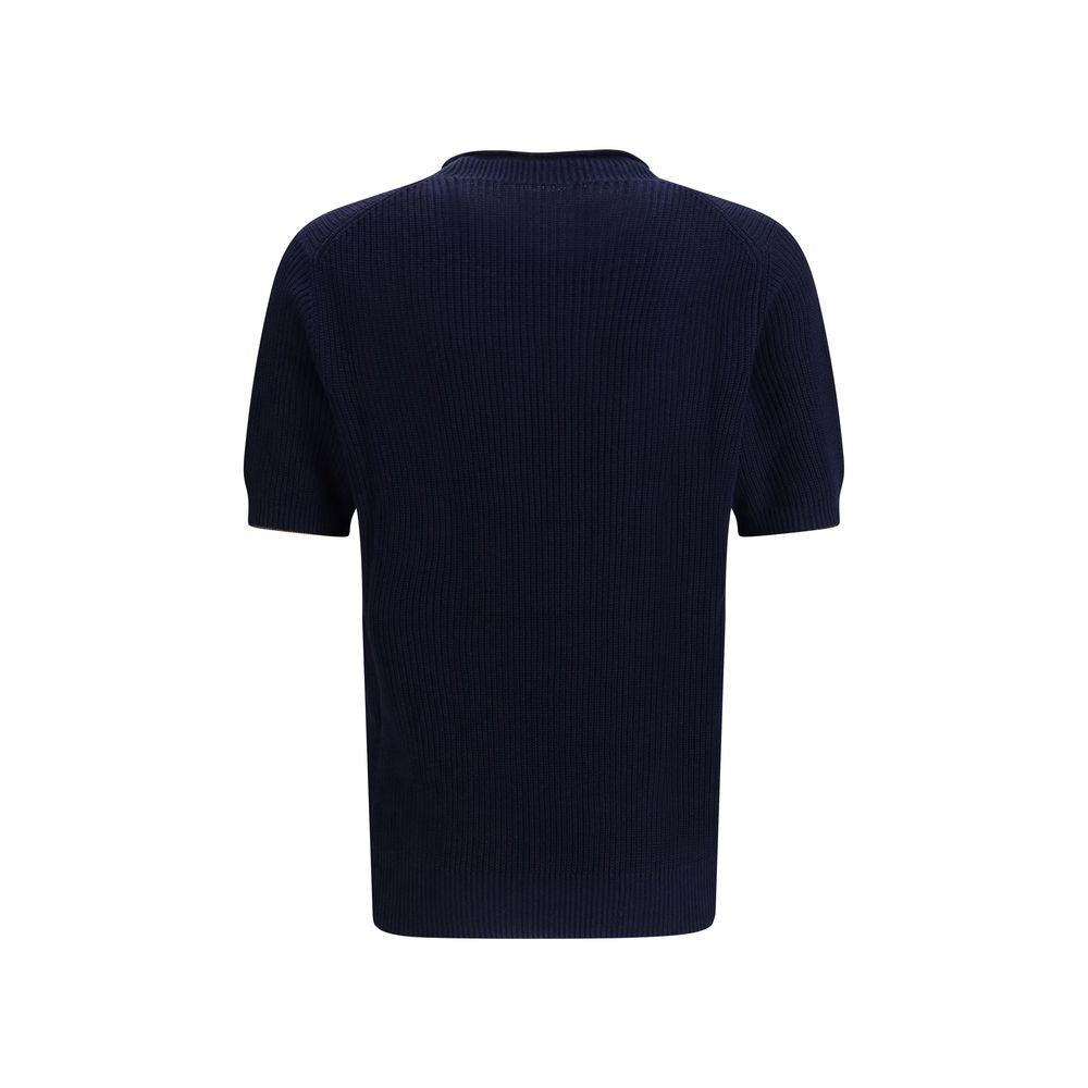 Brunello Cucinelli Deep Blue Linen Knit Top