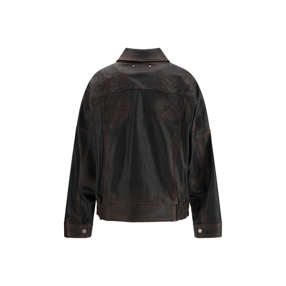 Golden Goose Brown Leather Bomber Jacket