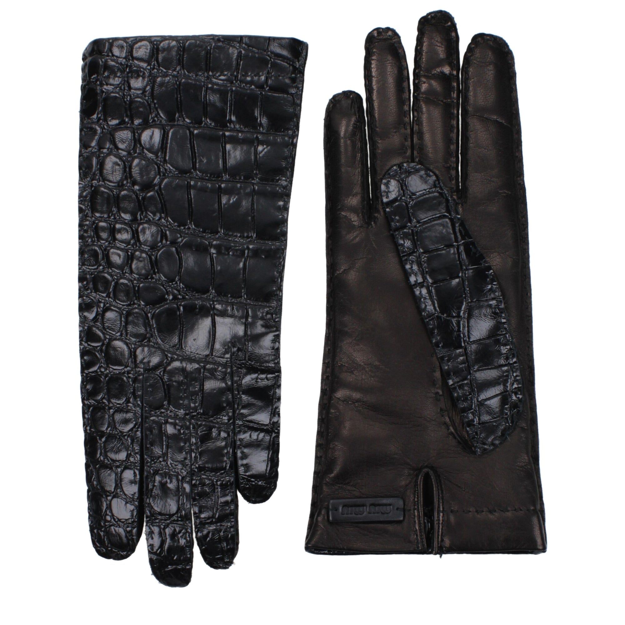 Miu Miu Leather Gloves - Black