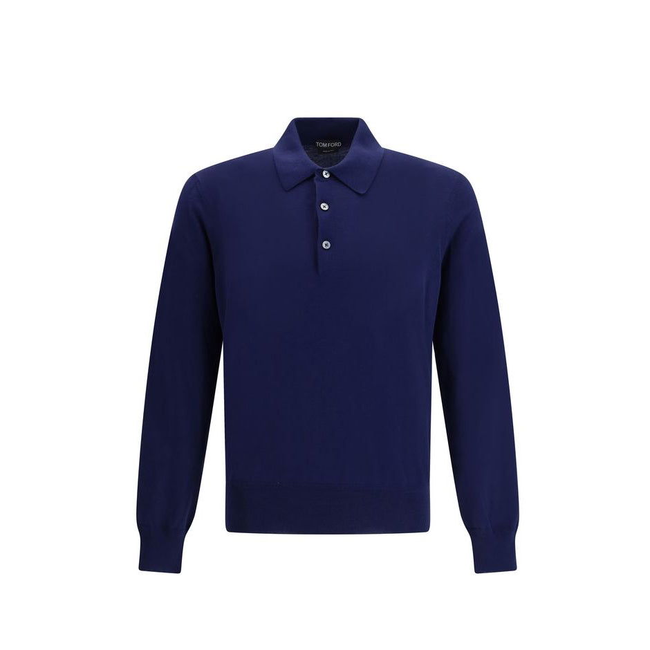 Tom Ford Long Sleeve Polo Shirt - Dark Blue
