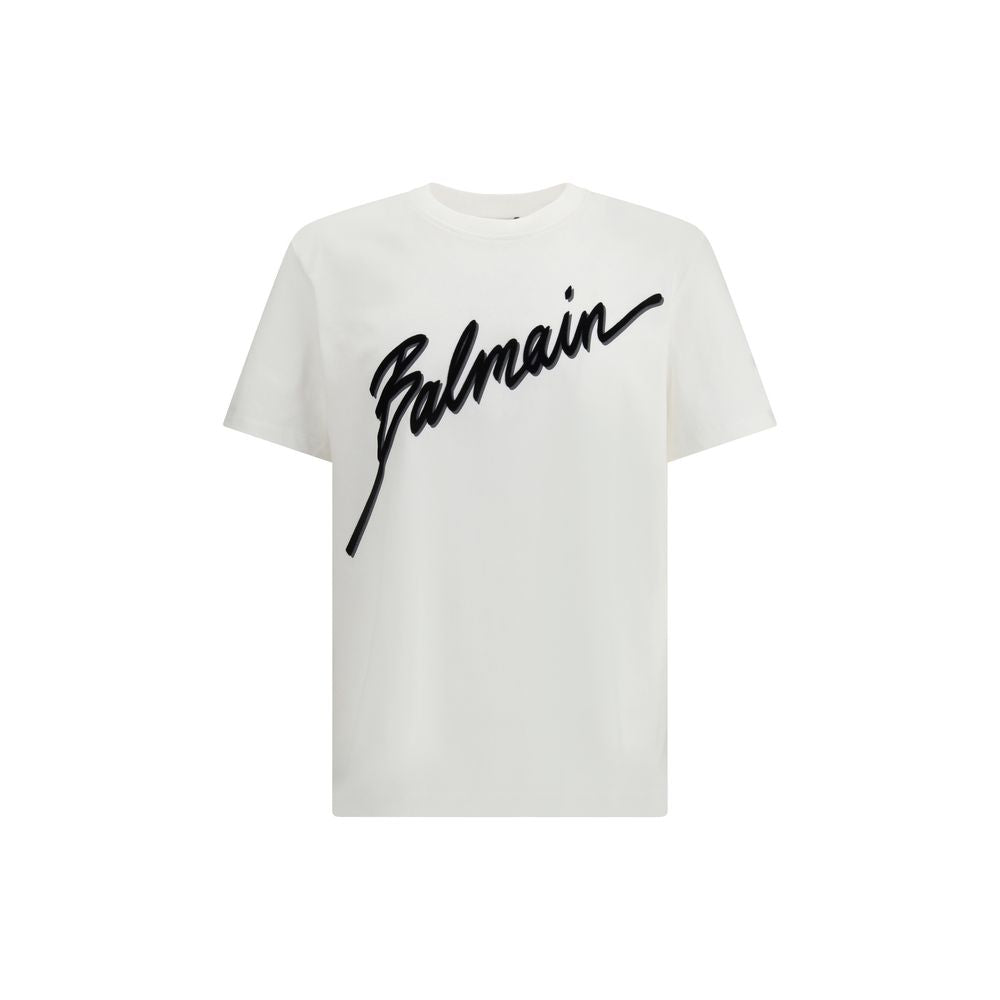 Balmain Logo White Cotton T-Shirt