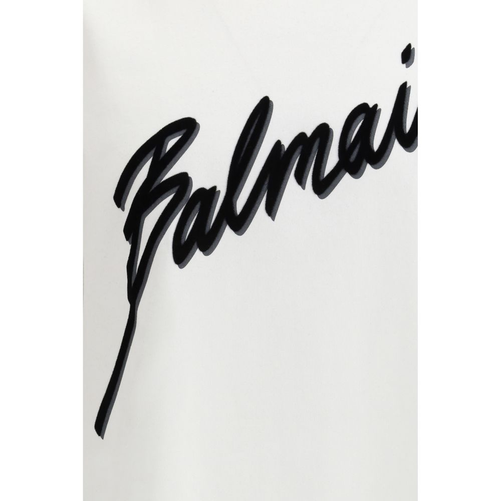 Balmain Logo White Cotton T-Shirt