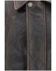 Golden Goose Brown Goatskin Leather Bomber Jacket